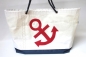 Preview: Segeltuchtasche große Beachtasche roter Anker und Boden