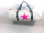 Preview: Segeltuchtasche Weekender / Sport mit pinken Stern & grauen Gurt