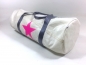 Preview: Segeltuchtasche Weekender / Sport mit pinken Stern & grauen Gurt