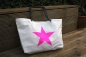 Preview: Segeltuchtasche große Beachtasche pink Stern
