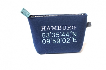 Filz-Kosmetiktasche mit Ihren Koordinaten