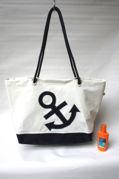 Segeltuchtasche große Beachtasche dunkelblauen Anker und Boden