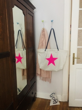 Segeltuchtasche große Beachtasche pink Stern