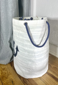 Segeltuch Wäschekorb mit Anker in dunkelblau