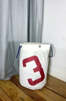 Segeltuch Wäschekorb mit Zahl 3 in rot