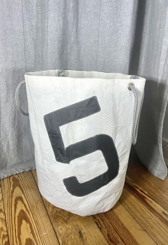 Segeltuch Wäschekorb mit Zahl 5 in schwarz