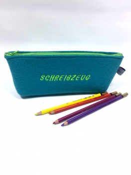 Federtasche "SCHREIBZEUG" in türkis