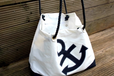 Segeltuchtasche große Beachtasche dunkelblauen Anker und Boden