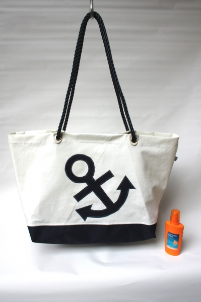 Segeltuchtasche große Beachtasche dunkelblauen Anker und Boden