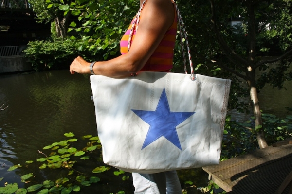 Segeltuchtasche große Beachtasche blauer Stern