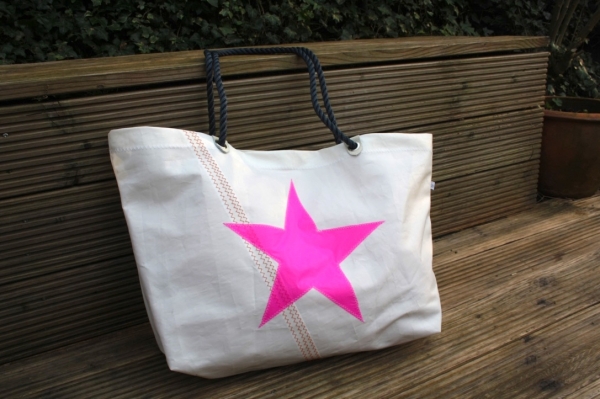 Segeltuchtasche große Beachtasche pink Stern