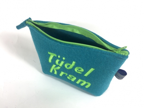 Filz-Kosmetiktasche Tüdel Kram in türkis