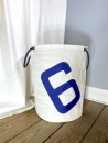 Segeltuch Wäschekorb mit Zahl 6 in blau