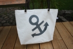 Segeltuchtasche Shopper / Beach grauer Anker