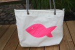 Segeltuchtasche Shopper / Beach pinken Fisch