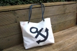 Segeltuchtasche Shopper / Beach dunkelblauer Anker